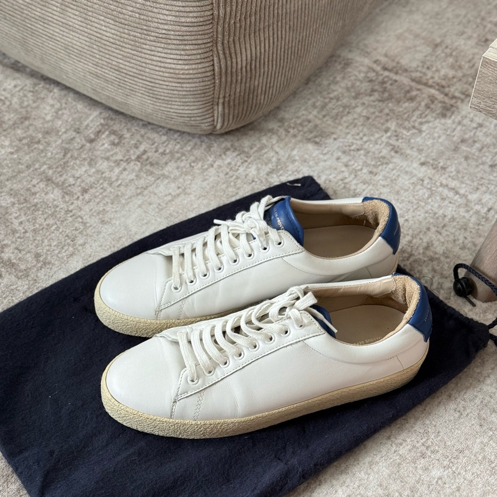 Men's White and Blue Sneakers